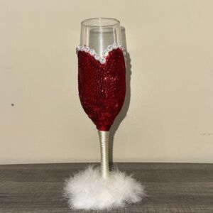 Elegant Red Sequin Champagne Glass